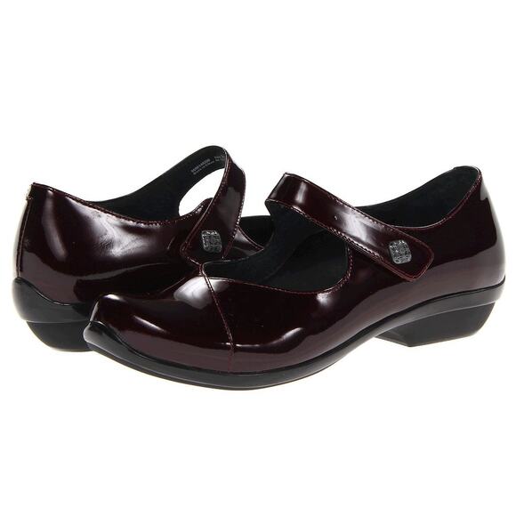 Dansko Opal Patent Mary Jane Flat Shoe Round Toe Leather Black Cherry EU41 US 10 - Picture 1 of 8